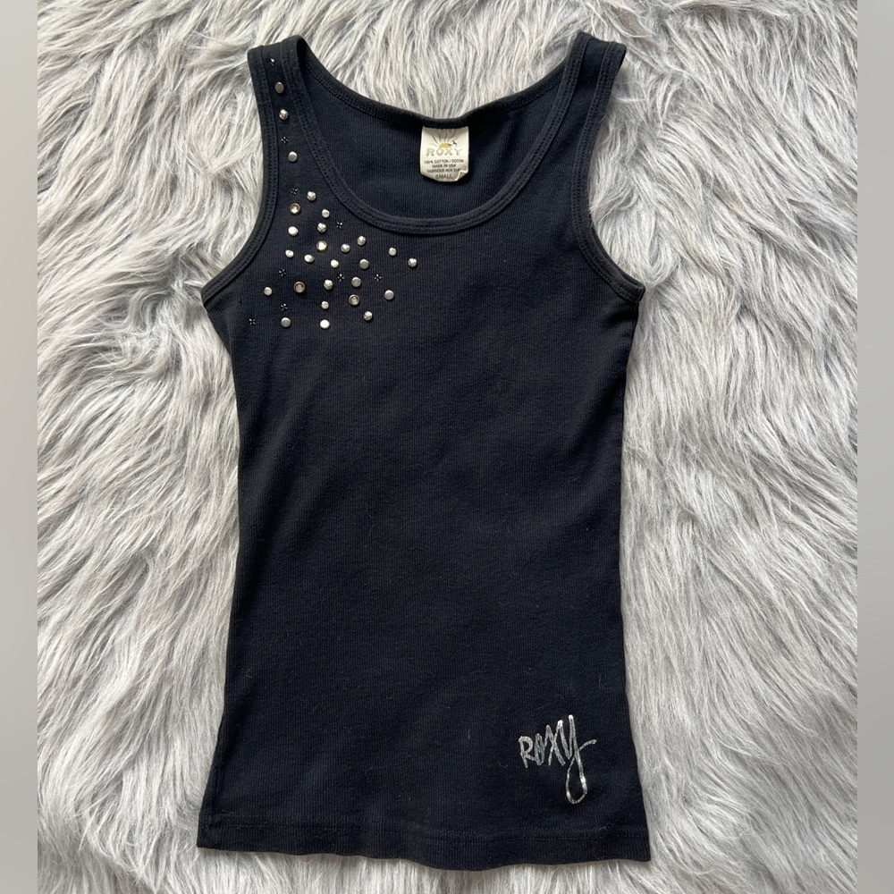 Roxy Tank Top w/ rivets and gems • GUC Vintage • RARE •